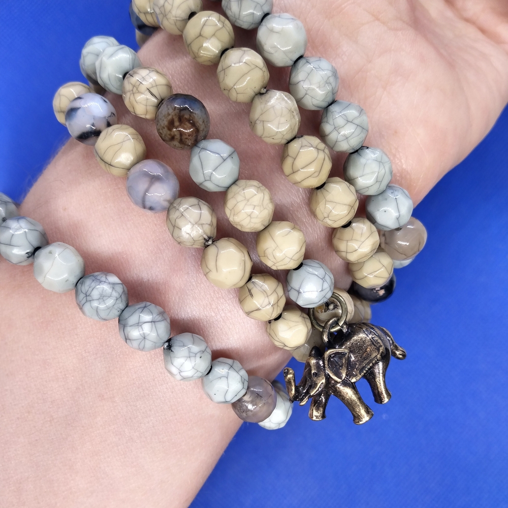 Elephant Charm Beaded Bracelet
